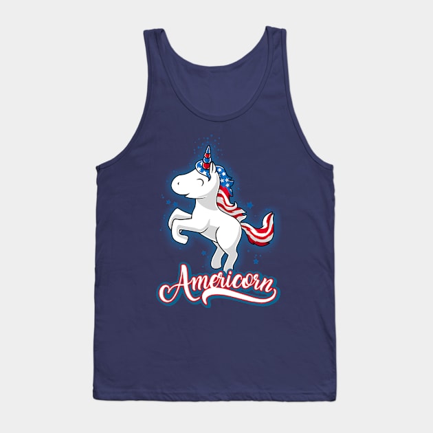 Americorn-Patriotic Proud American Unicorn Kids Gift Tank Top by Cheesybee